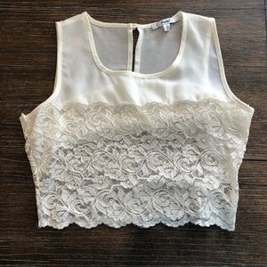 White Lace Crop Top from Papaya